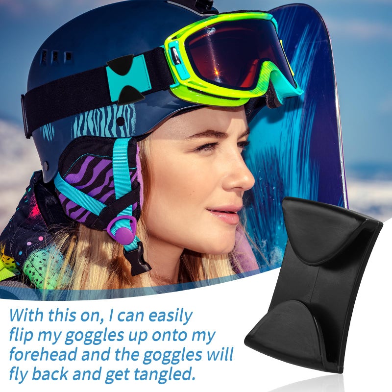 lasuroa 4pcs Winter Sports Goggle Clip, Ski Helmet Goggle Clip Replacement Goggle Strap Grip Accessories Retention System with Strong Adhesive for Sport Skate/Snowboard Helmets to Fix Goggles in Place (Black) - Image 3