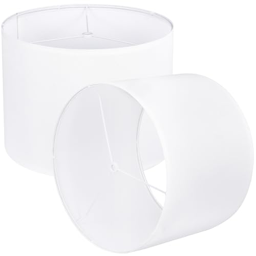 YoflowX White Lamp shades Set of 2, Drum Tall LampShades 13" Top x 13" Bottom x 10" Height, Lamp Shades for Table Lamps & Floor Lamps & Bedside Lamps Replacement, Natural Linen Lampshades Easy Assembly - Image 1