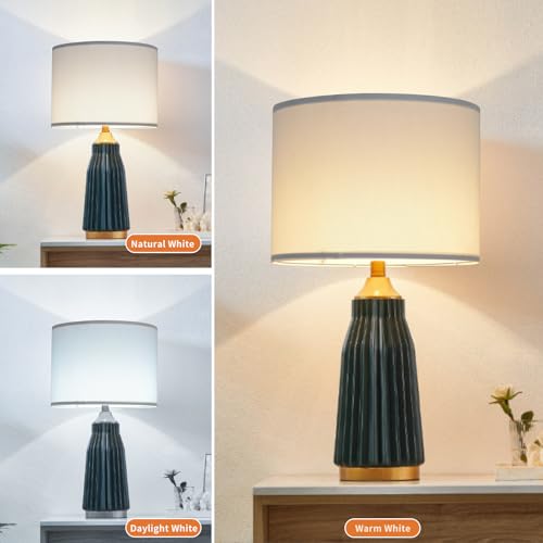 YoflowX White Lamp shades Set of 2, Drum Tall LampShades 13" Top x 13" Bottom x 10" Height, Lamp Shades for Table Lamps & Floor Lamps & Bedside Lamps Replacement, Natural Linen Lampshades Easy Assembly - Image 4