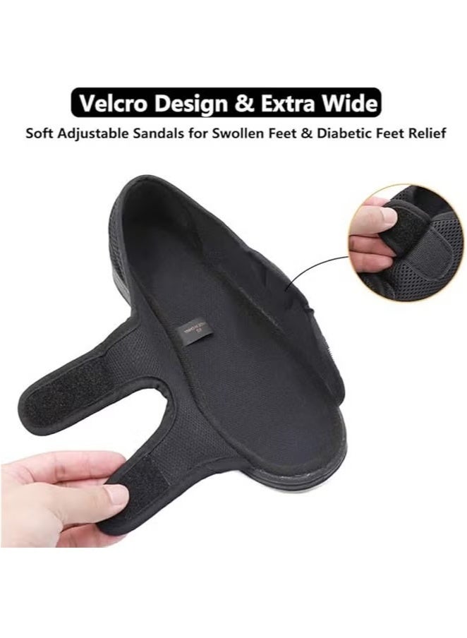 XiuWoo Diabetic Shoes for Swollen Feet – Extra Wide Width Open-Toe Sandals with Adjustable Straps, Breathable Post-Surgery Recovery Slippers for Elderly, Arthritis, Edema, Fracture & Bandaged Feet  - Image 3