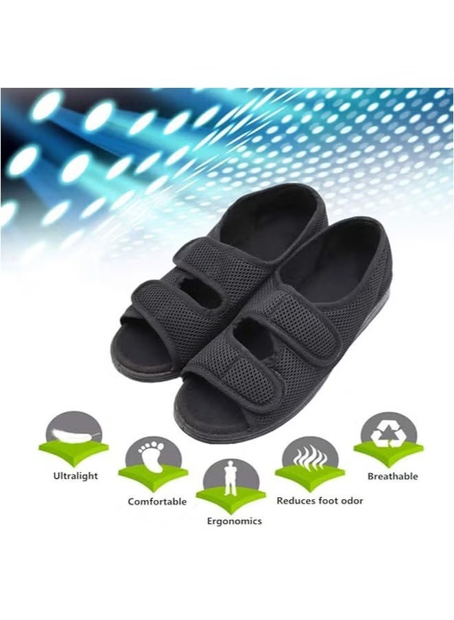 XiuWoo Diabetic Shoes for Swollen Feet – Extra Wide Width Open-Toe Sandals with Adjustable Straps, Breathable Post-Surgery Recovery Slippers for Elderly, Arthritis, Edema, Fracture & Bandaged Feet  - Image 2
