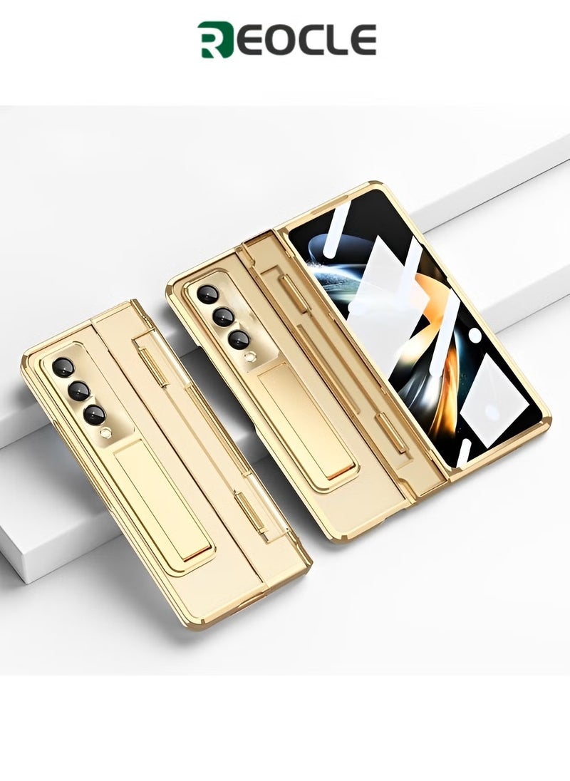 REOCLE Phone Case Phone Cover with Screen Protector Transparent Frosted Stand Hinge Phone Case for Samsung Galaxy Z Fold 3 Fold 4 Fold 5  - Image 1