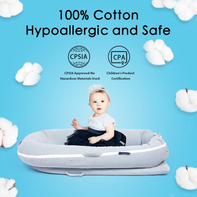 MEXXI Corduroy Baby Nest Cover for Dockatot Deluxe+ Docks | MEXXI Hypoallergenic Cotton Newbon Lounger Cover (Cover Only) (Alice Blue) - Image 3