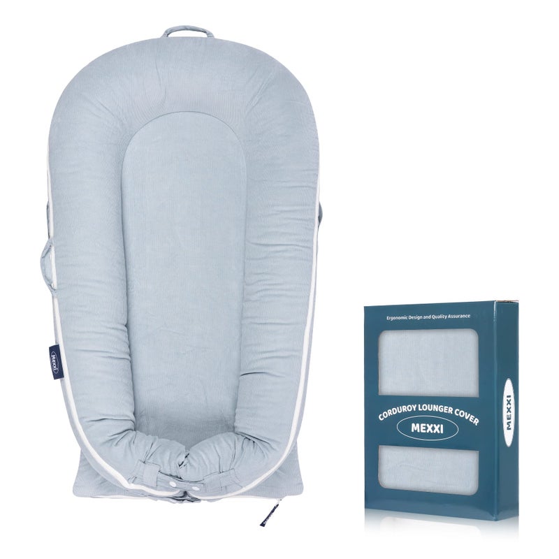 MEXXI Corduroy Baby Nest Cover for Dockatot Deluxe+ Docks | MEXXI Hypoallergenic Cotton Newbon Lounger Cover (Cover Only) (Alice Blue) - Image 1