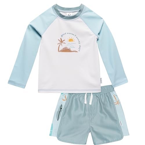 Gerber Baby Boys Baby Toddler Long Sleeved Rashguard Swim Bathing Suit Set Surf 18 Months - Image 1