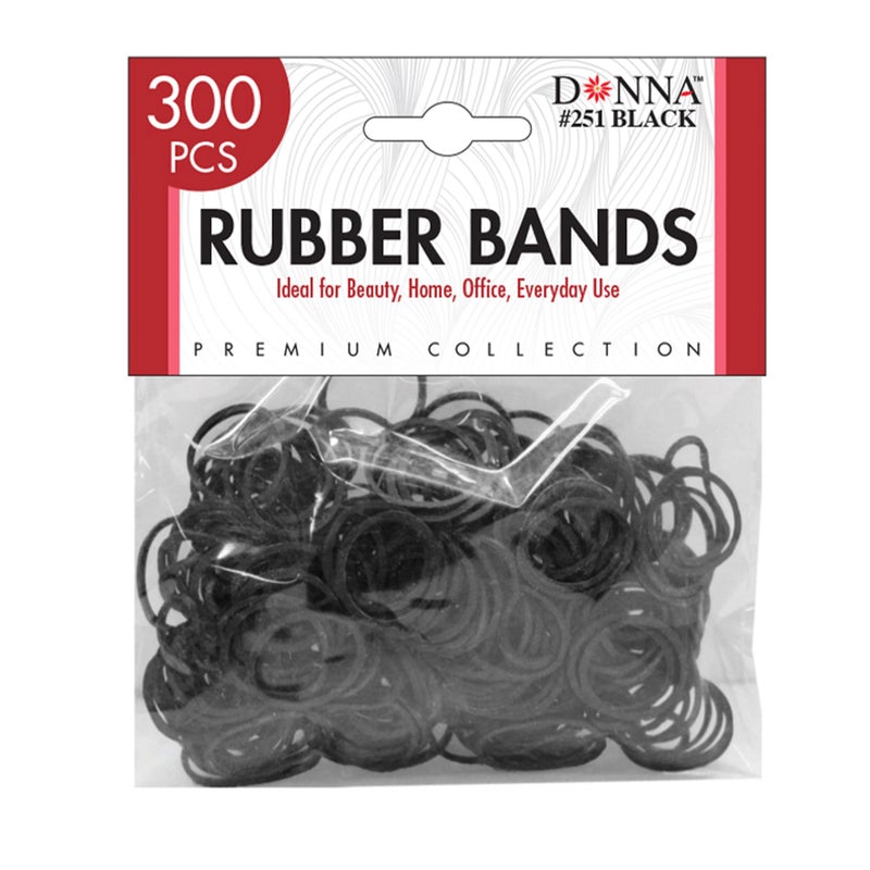 DONNA 300PCS Small Black Rubber Bands for Hair â€“ Strong Elastic Hair Ties for Braids, Twists, Locs, and Ponytails, Durable No-Snag Mini Hair Bands for Styling, Braiding & Everyday Use, Black - Image 1