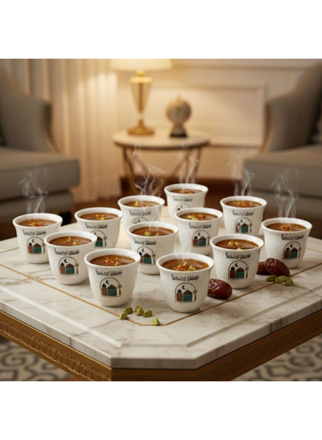 Porcelain Coffee Cup 12 Pcs Set for Ramadan - Image 2