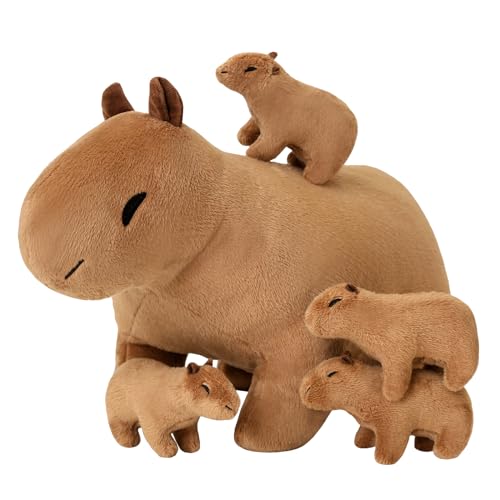SQEQE Capybara Mommy Plush with 4 Cute Capybara Stuffed Animals Super Soft Babies Plushie Gift Stuffed Cotton Plushies Animal Toy for Boys and Girls - Image 1