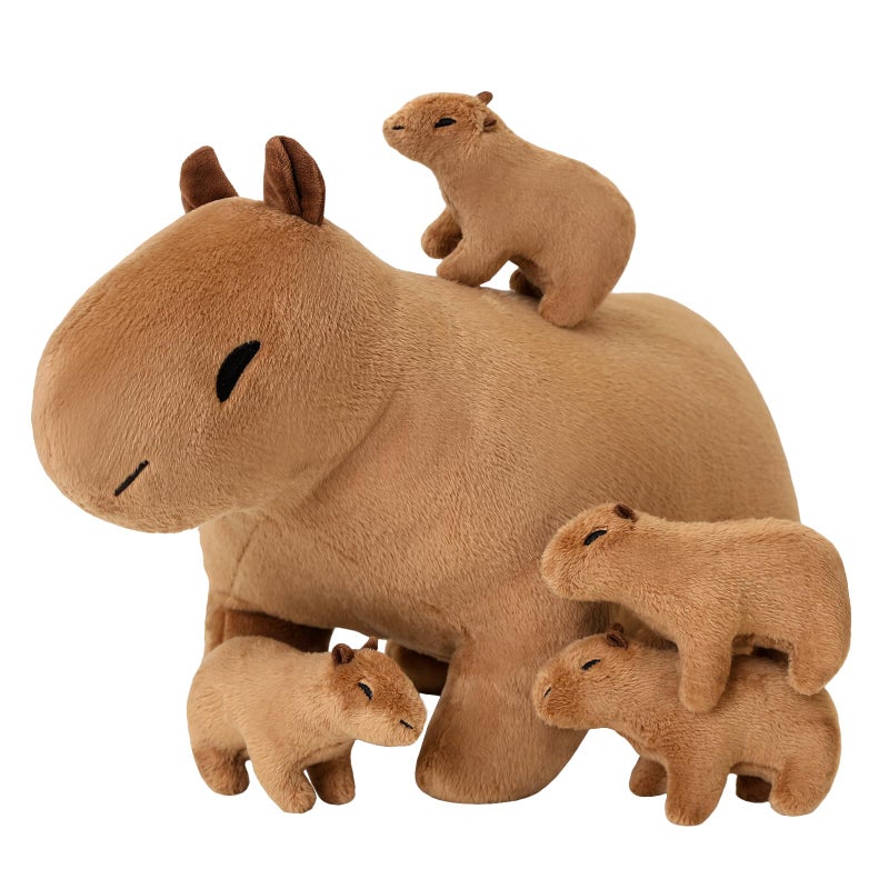 SQEQE Capybara Mommy Plush with 4 Cute Capybara Stuffed Animals Super Soft Babies Plushie Gift Stuffed Cotton Plushies Animal Toy for Boys and Girls - Image 2
