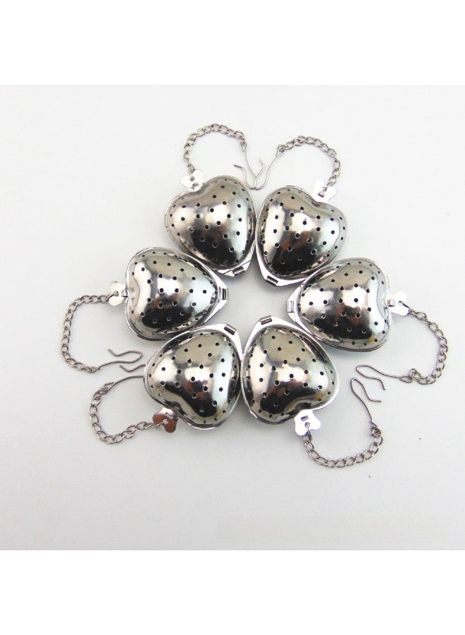 Stainless Steel Heart-shaped Tea Ball Strainer Five-star Tea Leach Bag Kitchen Utensils Infuser Clip-Color:9.0cm Mesh 304 Material - Image 4