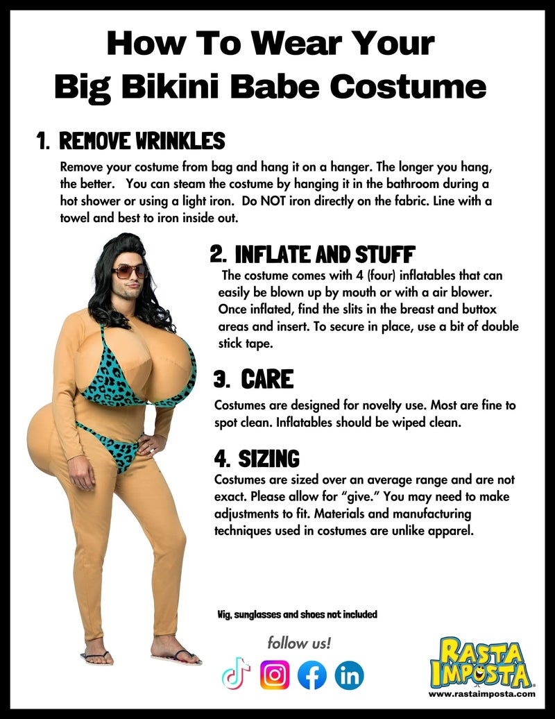 Rasta Imposta Big Bikini Babe Tan Costume, Adult Men's One Size - Image 1