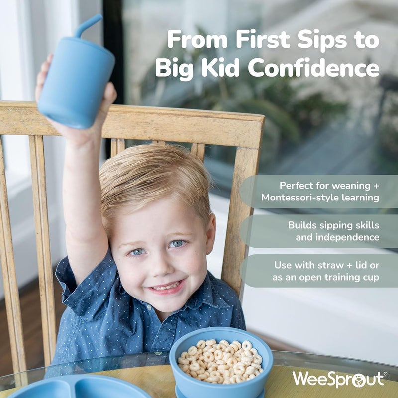 WeeSprout Silicone Baby Cups with Straws and Lids - Set of 2, 4 & 8 oz Food Grade Toddler Training Containers - Image 4