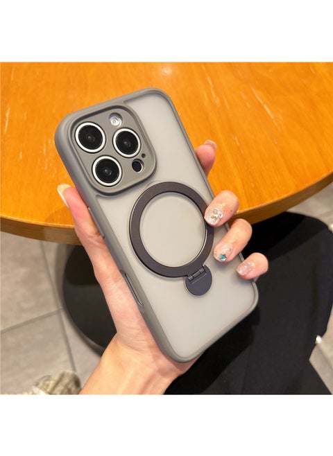 For Iphone 16promax Dazzle Sound 360 Bracket 16plus Mobile Phone Case For Iphone15pro Protective Cover Frosted-Color:360 Dazzle Bracket [titanium Gray]]-Applicable Model:16Promax