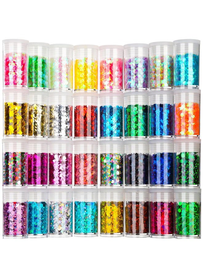 Teenitor غليتر، غليتر سميك مختلط، غليتر أظافر مع نجوم، غليتر تجميلي للوجه والجسم والعين والشعر، 32 قطعة - Image 1