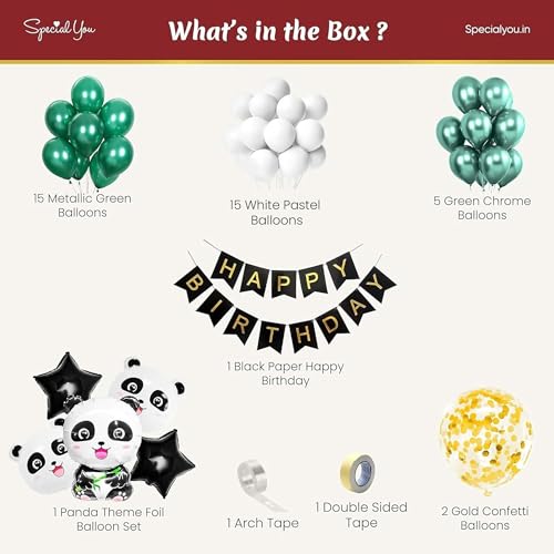 SpecialYou.in Panda Theme Birthday Decorations Items Foil Balloon,Jungle Theme Birthday Decoration Items With Metallic Balloons For Decoration,Birthday Decoration Items For Boys,Foil Balloons-41 Pcs - Image 3