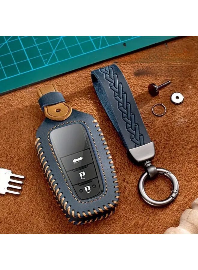 Blue Premium PU Leather Key Case For Toyota Sienna Granvia Alfard - Image 4