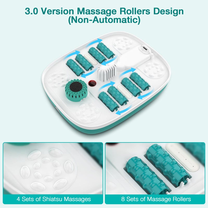 HOSPAN Collapsible Foot Spa with Heat, Bubble, Red Light, and Temperature Control, Foot Bath Massager with 8 Shiatsu Massage Rollers, Pedicure Foot Spa for Relaxation - FS01A - Image 2