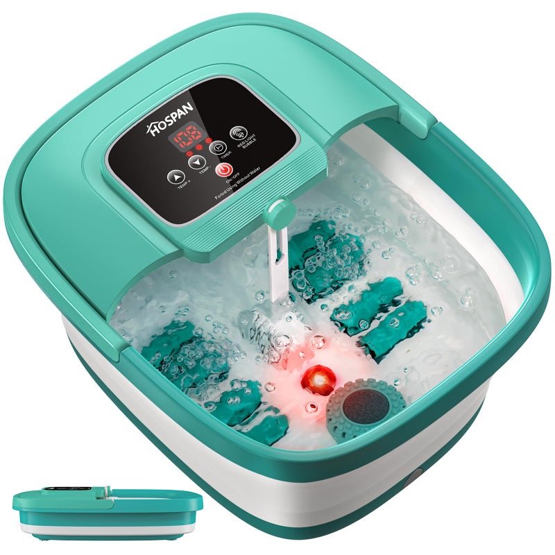 HOSPAN Collapsible Foot Spa with Heat, Bubble, Red Light, and Temperature Control, Foot Bath Massager with 8 Shiatsu Massage Rollers, Pedicure Foot Spa for Relaxation - FS01A - Image 1