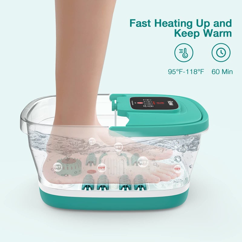 HOSPAN Collapsible Foot Spa with Heat, Bubble, Red Light, and Temperature Control, Foot Bath Massager with 8 Shiatsu Massage Rollers, Pedicure Foot Spa for Relaxation - FS01A - Image 3