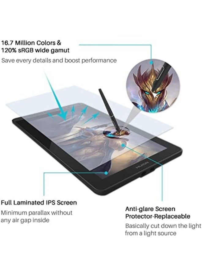 HUION Kamvas 13 Drawing Tablet with Screen, 13.3 Inch Full-Laminated Pen Display with Battery-Free Stylus PW517, Tilt Support, 8 Shortcut Keys, Compatible with Android, Windows, Mac & Linux Black - Image 2