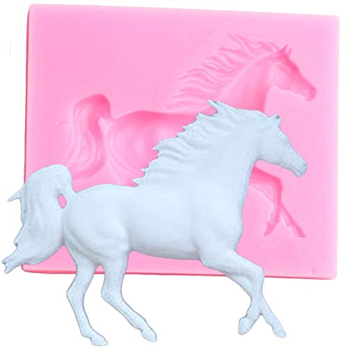 Seedomes 1pc Cute Animal 3D Running Horse Silicone Mold for DIY Desserts Jelly Shots Fondant Mold Pudding Chocolate Crystal Handmade Ice Cream Cupcake Cake Topper Decoration Soap Mould Candy Gum Paste - Image 1