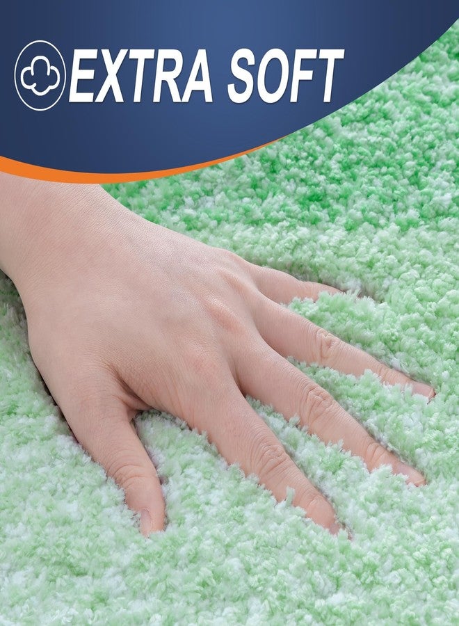 OLANLY Bathroom Rugs Sets 3 Piece, Soft Absorbent Microfiber Bath Mats and U-Shaped Contour Toilet Rug, Plush Shaggy Bath Mat Set for Bathroom (30"x20"+24"x16"+24"x20", Green) - Image 3
