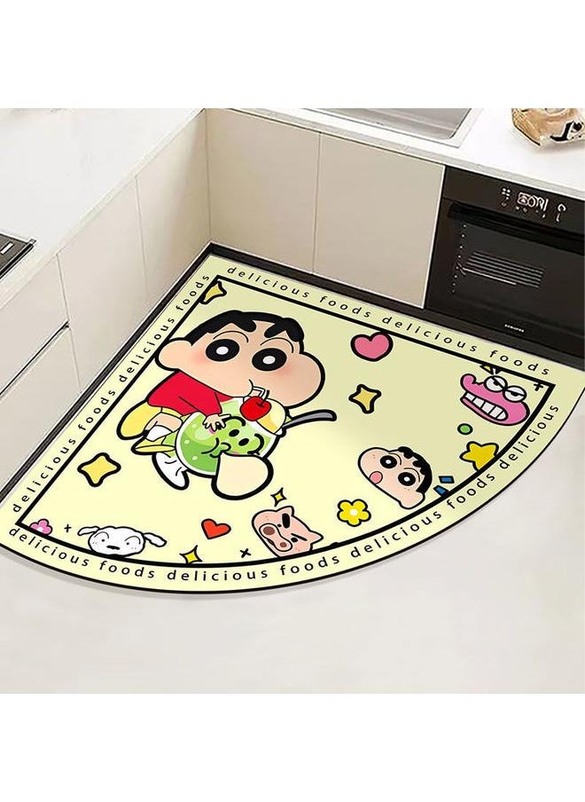 Bluejw - Cartoon Crayon Xiaoxin Diatom Mud Corner Kitchen Mat Household Absorbent Non-slip Foot Mat Quick-drying Easy-care Floor Mat - Image 1