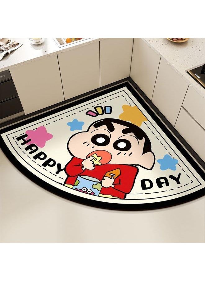Bluejw - Cartoon Crayon Xiaoxin Diatom Mud Corner Kitchen Mat Household Absorbent Non-slip Foot Mat Quick-drying Easy-care Floor Mat - Image 1