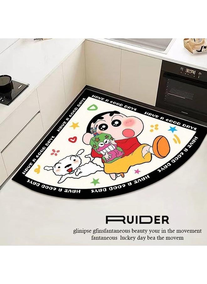 Bluejw - Cartoon Crayon Xiaoxin Diatom Mud Corner Kitchen Mat Household Absorbent Non-slip Foot Mat Quick-drying Easy-care Floor Mat - Image 1