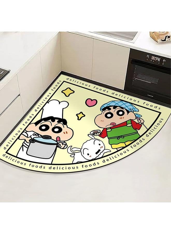 Bluejw - Cartoon Crayon Xiaoxin Diatom Mud Corner Kitchen Mat Household Absorbent Non-slip Foot Mat Quick-drying Easy-care Floor Mat - Image 1