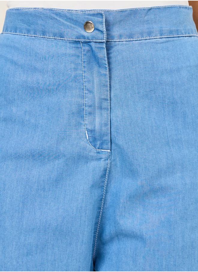 Styli - Lightweight Wide Leg Jeans with Button-Zip Closure - Image 1