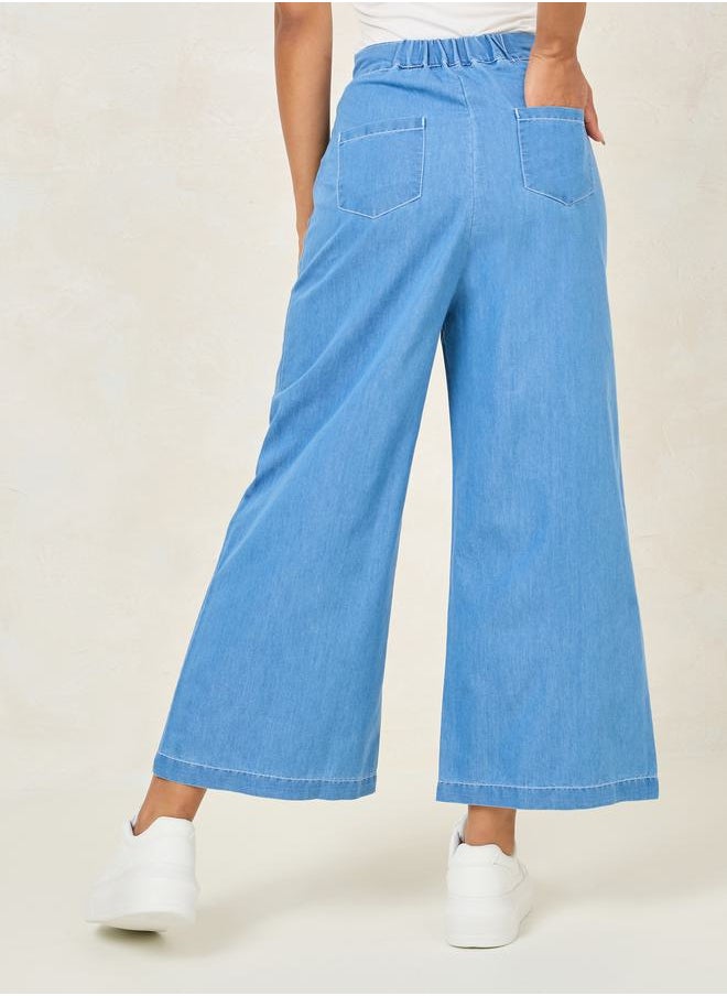 Styli - Lightweight Wide Leg Jeans with Button-Zip Closure - Image 1