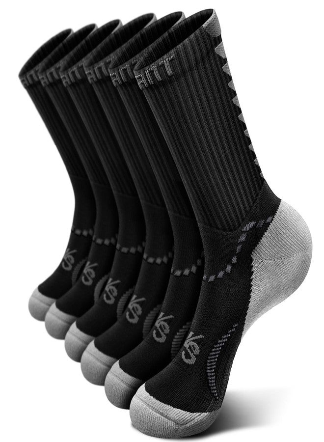 KEMISANT Men Socks, Athletic Running Socks Compression Wicking For Men Sports Hiking Fishing Cushioned Sole Arch Support(6Pairs,Shoes Size:Men 9-10) - Image 1