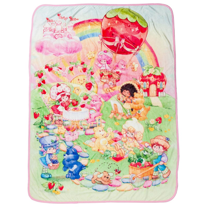 بطانية رمي فleece من Silver Buffalo لشخصيات Care Bears 45 x 60 250 GSM