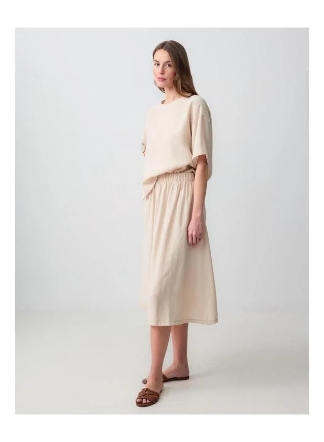 Jimmy Key Vizon Comfortable Cut High-Waist Woven Midi Skirt