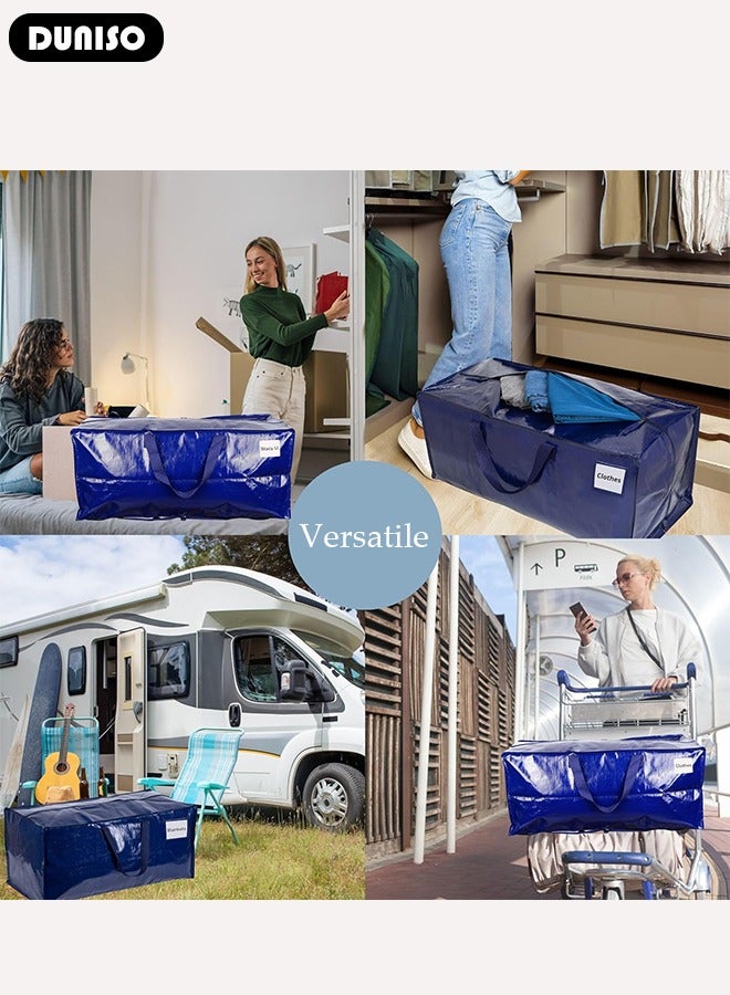 DUNISO 3 Pack Large Moving Bags, Heavy Duty Moving Storage Tote Bags with Tag Port, Foldable Clothes Storage Bags with Zippers and Reinforced Carrying Handles, Storage Bags for Travelling, Moving, Camping  - Image 5