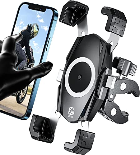 Kewig Motorcycle Phone Mount, Bike Phone Mount Upgrade Quick Install Handlebar Clamp, Bike Phone Holder for Scooter Clip Mount for 4.0-6.9" Phone - Image 1