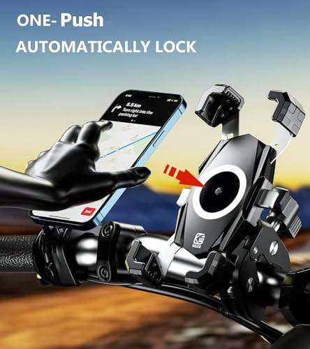 Kewig Motorcycle Phone Mount, Bike Phone Mount Upgrade Quick Install Handlebar Clamp, Bike Phone Holder for Scooter Clip Mount for 4.0-6.9" Phone - Image 2