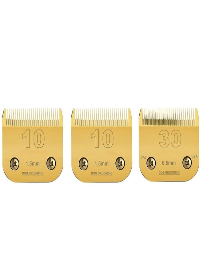 Sodaer 2pack10#30 Detachable Pet Dog Grooming Clipper Ceramic Sharp,Compatible with Andis,Oster A5,Wahl KM Series Clippers,Cut Lengt 1/16 1.5mm 1/50" 0.5mm 3 Pack - Image 1