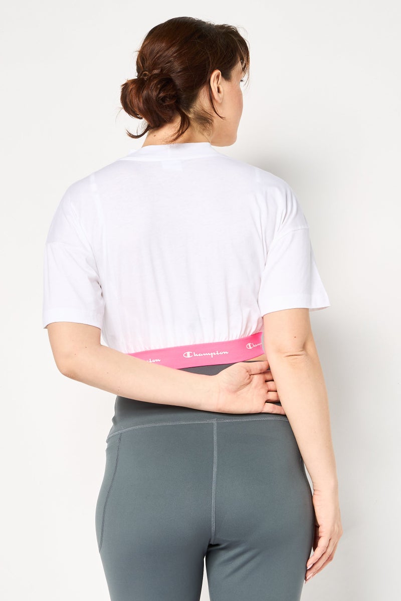 Champion Women Sportswear Fit Brand Logo Training T-Shirt, White - Image 4