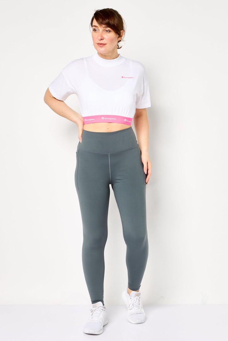 Champion Women Sportswear Fit Brand Logo Training T-Shirt, White - Image 2