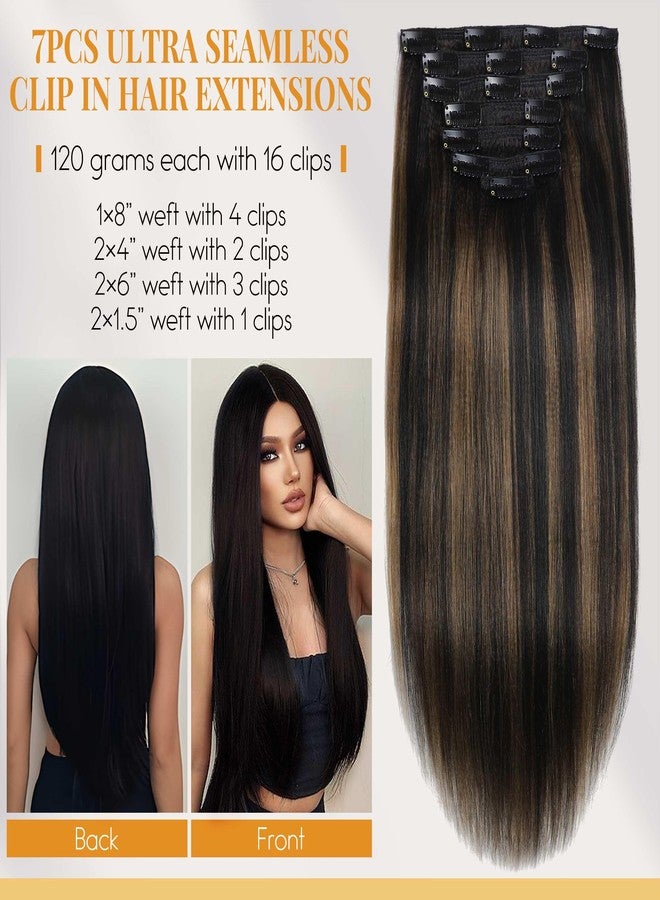 Lacer Clip in Hair Extensions Real Human Hair, 20 Inch Straight Clip ins 1B Jet Black, Remy Human Hair Extensions 7pcs Per Set - Image 2