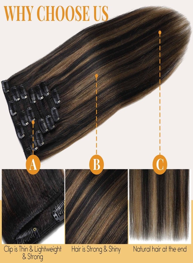 Lacer Clip in Hair Extensions Real Human Hair, 20 Inch Straight Clip ins 1B Jet Black, Remy Human Hair Extensions 7pcs Per Set - Image 4