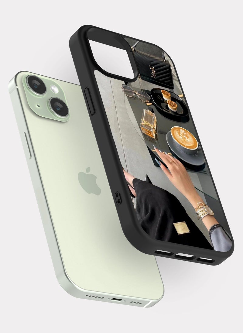 بكسلات كفر ايفون 15 إيف سان لوران اسود رمادي - Image 2