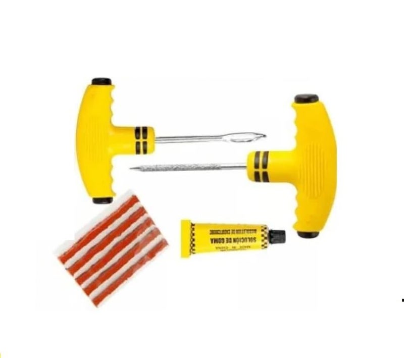 Taç Professional Tubeless Tyre Puncture Repair Kit, 8-Piece Set with T-Handle Tools, Rubber Strips, Repair Glue for Cars, Motorcycles, Bicycles - Image 1