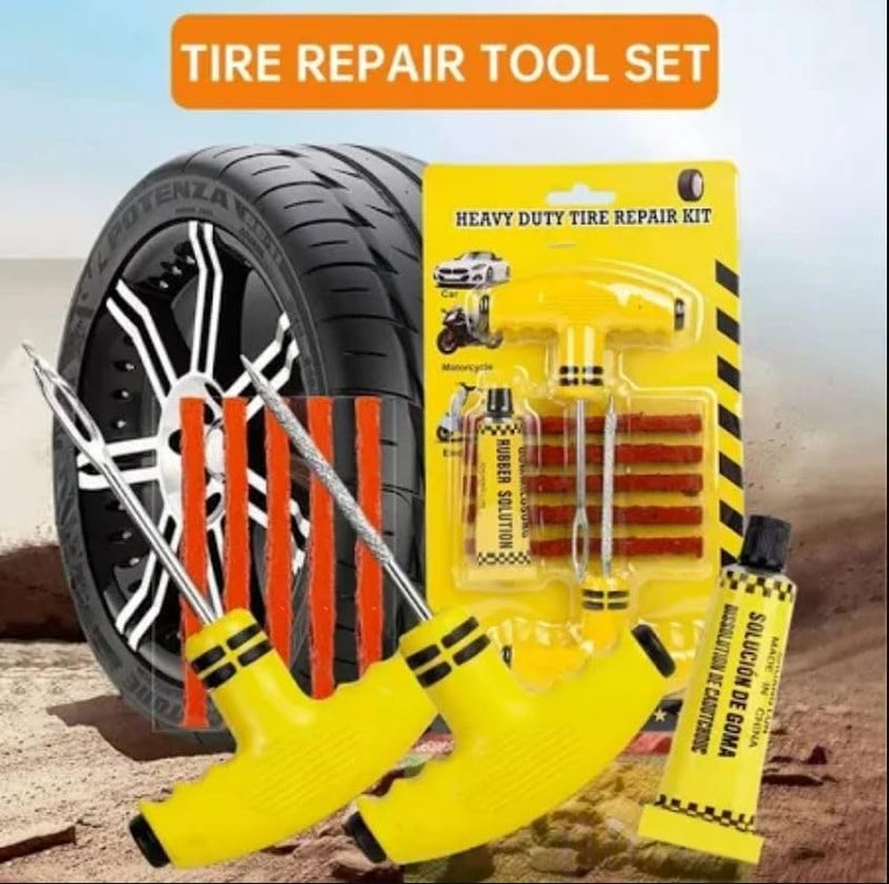 Taç Professional Tubeless Tyre Puncture Repair Kit, 8-Piece Set with T-Handle Tools, Rubber Strips, Repair Glue for Cars, Motorcycles, Bicycles - Image 4