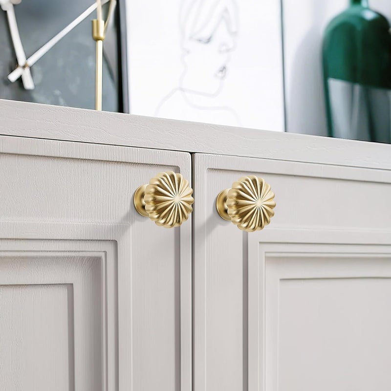 FAPUAL 25 Pack Gold Cabinet Knobs for Kitchen Cabinets and Dresser Drawers，Zinc Alloy Brushed Brass Hardware Handles Pulls，Vintage Cupboard Drawer Knob - Image 3