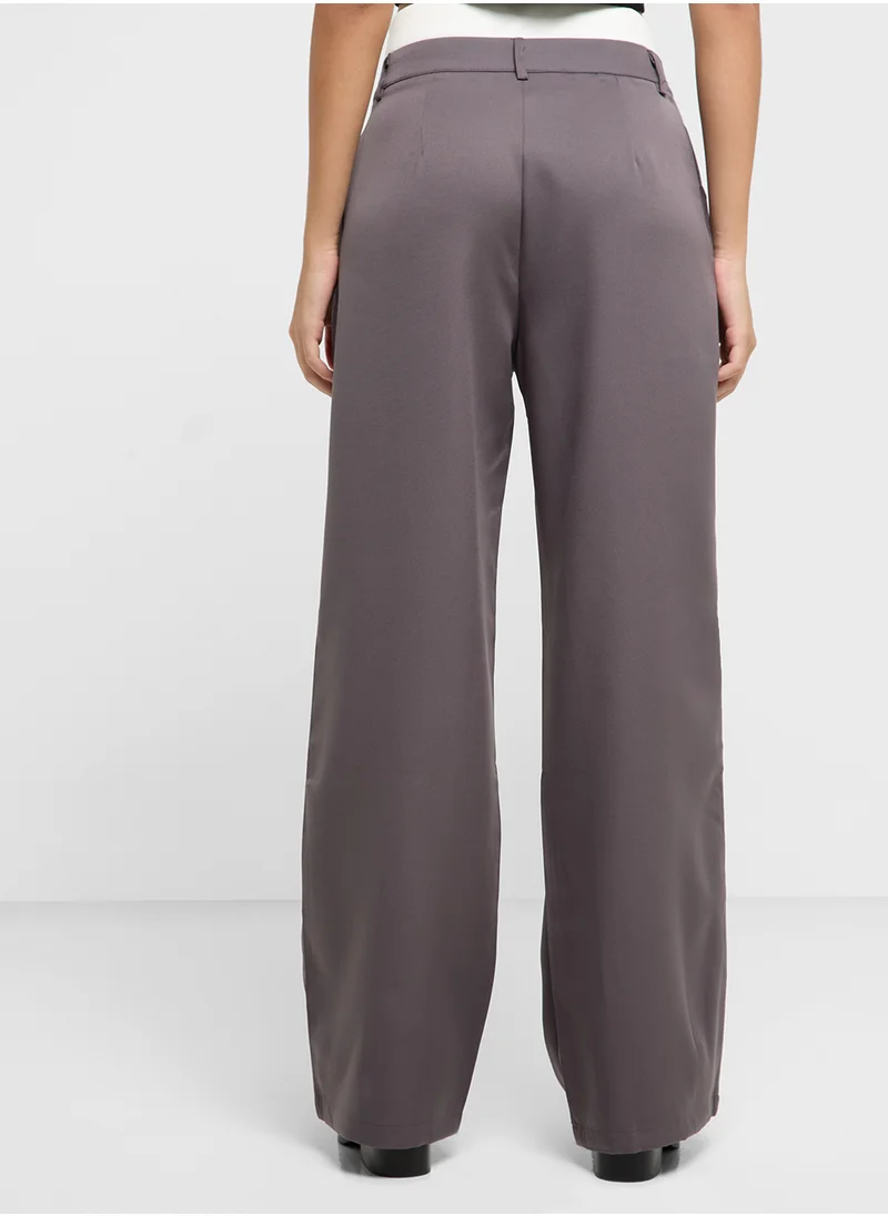 Ginger Contrast Waistband Wide Leg Pants