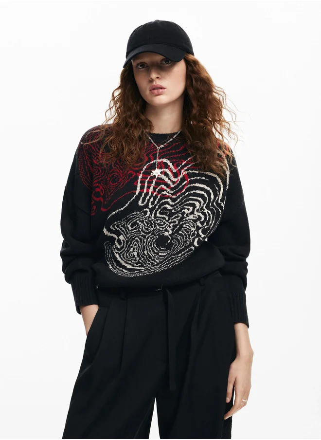 DESIGUAL Wave Knit Sweater Designed By M. Christian Lacroix