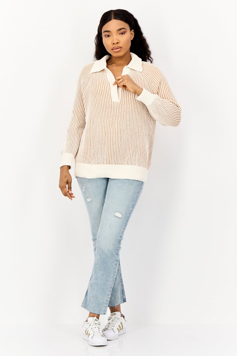 Aerie Women Spread Collar Textured Sweater, Multicolor - Image 2